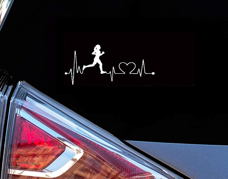 H-TRADINGS Run Girl Heartbeat Half Marathon 13.1, 26.2 Running Eye - Catching Vinyl Decal Sticker 7 x 4 Approximately White for Car, Truck, SUV, Laptop, Boat, Windows - Image 4